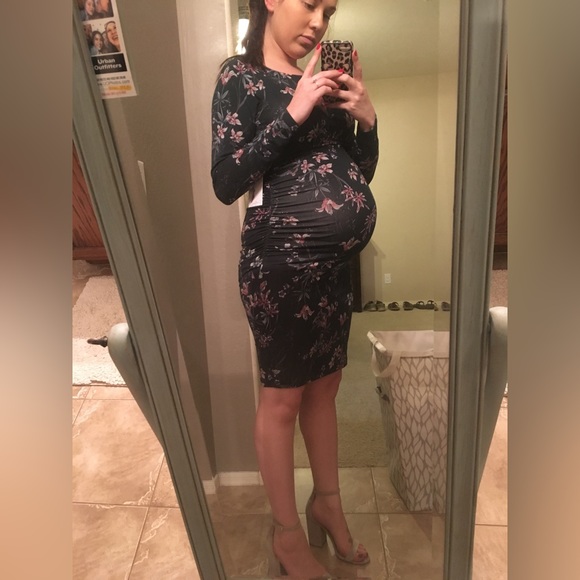 Jessica Simpson Forest Green Floral Maternity Dress - Picture 4 of 5